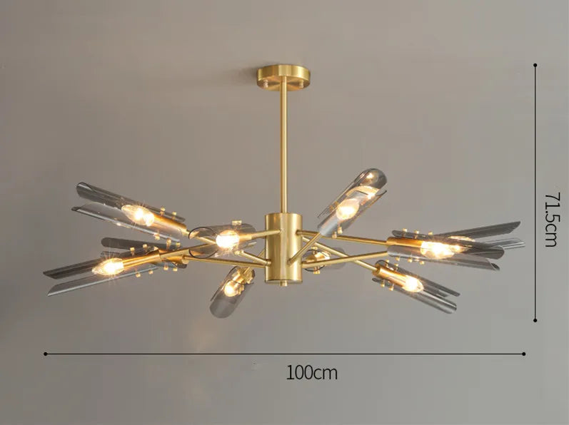 Afralia™ Lustre Metal LED Glass Chandelier Pendant Hanging Light