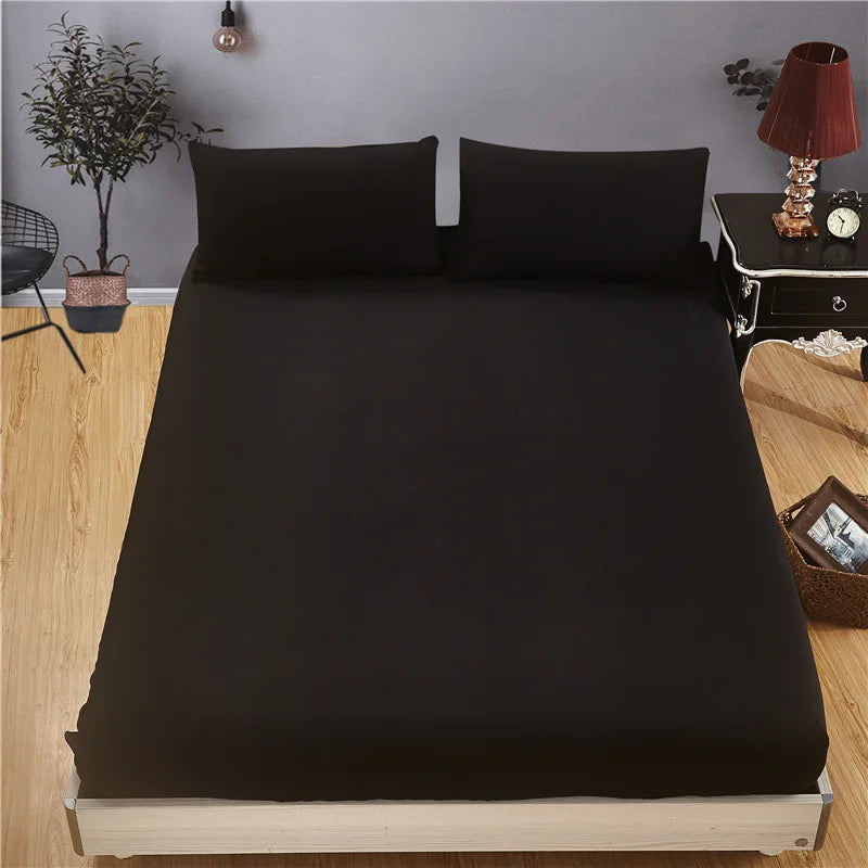 Afralia™ Soft Color Solid Fitted Bed Sheet Queen & King Size Comfortable Bed Linen