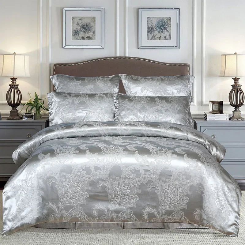 Afralia™ European Satin Jacquard Duvet Cover Set: High Quality, Skin-Friendly Summer Bedding Kit