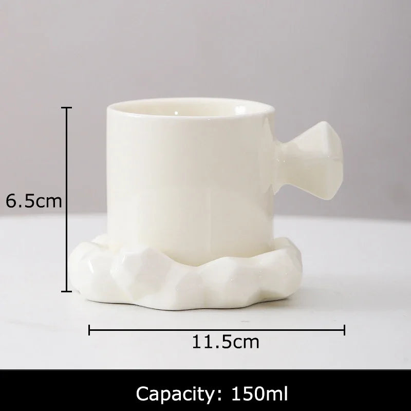 Afralia™ Diamond Porcelain Coffee Mug Set