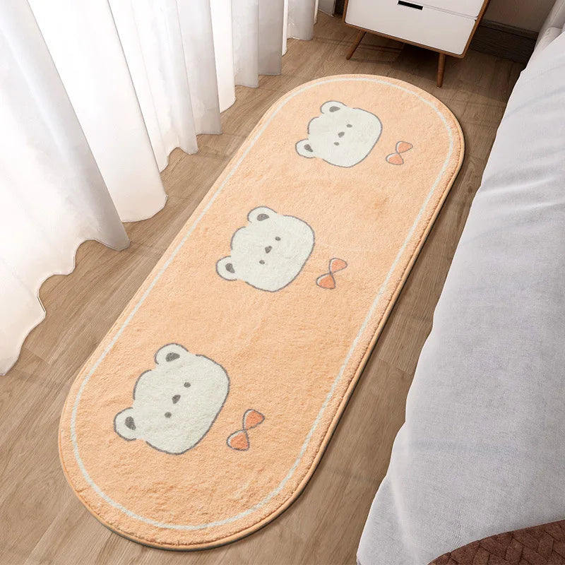 Afralia™ Lovely Rabbit Pink Bedside Rug for Girls Children Bed Room