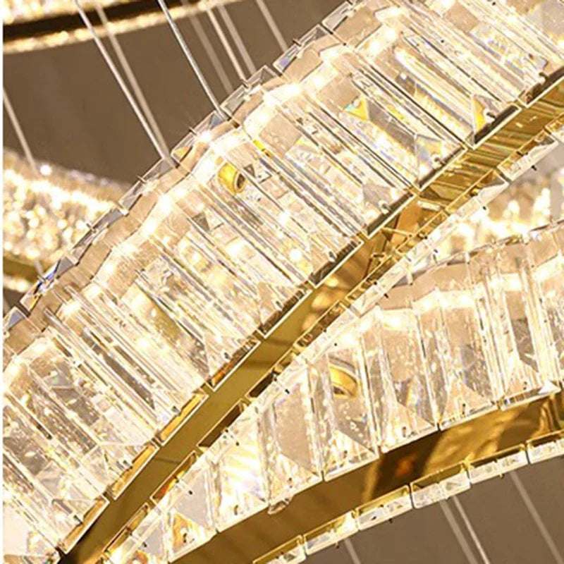 Afralia™ Crystal Chandelier Stair Pendant Lamp Living Room Interior Lighting