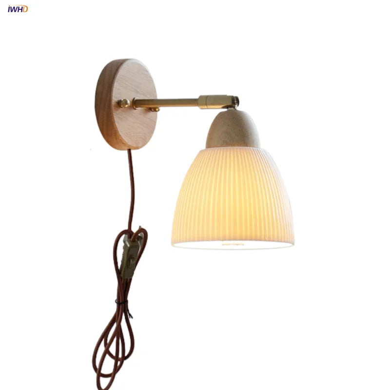 Afralia™ White Ceramic Wood Wall Lamp Sconce for Coffee Balcony Stair Light Fixtures