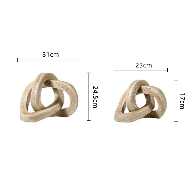 Afralia™ Geometric Interlocking Loop Knot Resin Art Ring Figurine