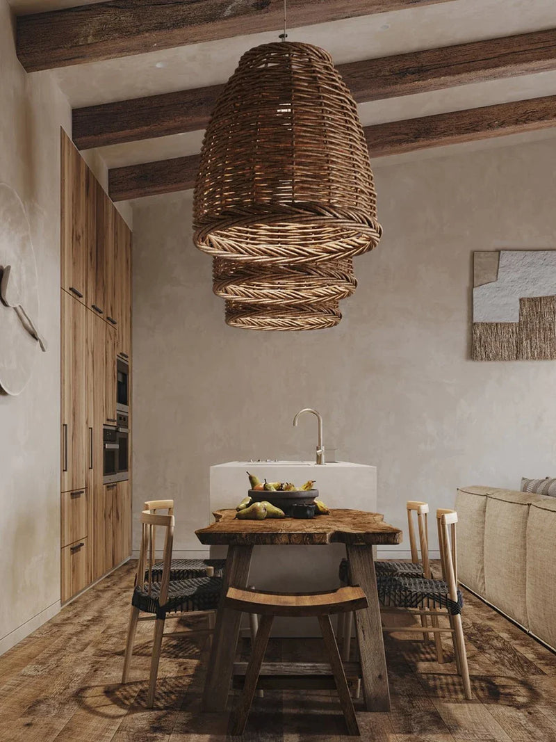 Afralia™ Handmade Rattan Seaside Resort Pendant Lamp - Wabi Sabi Living Style