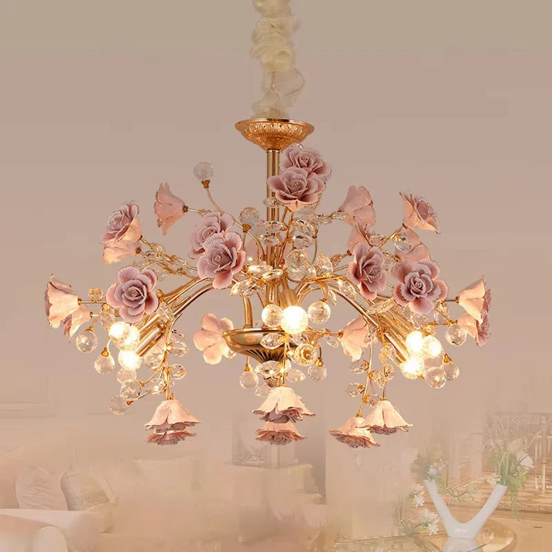Afralia™ Rose Crystal Chandelier LED Lighting for Luxury Bedroom & Living Room