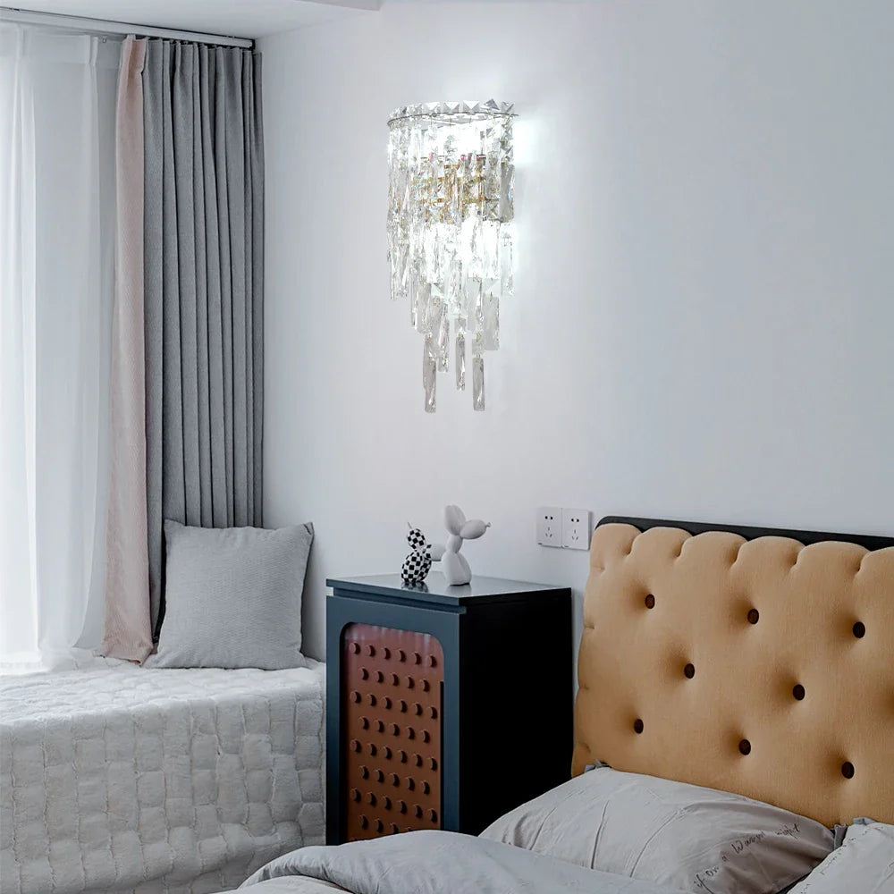 Afralia™ LED Crystal Sconce Wall Lamp: Modern Luxury Lighting for Living Room, Bedroom, and Corridor.