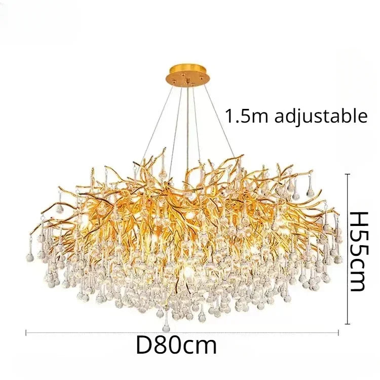 Afralia™ Crystal Branch Chandelier | Indoor Luxury Gloss Light for Living & Dining Room
