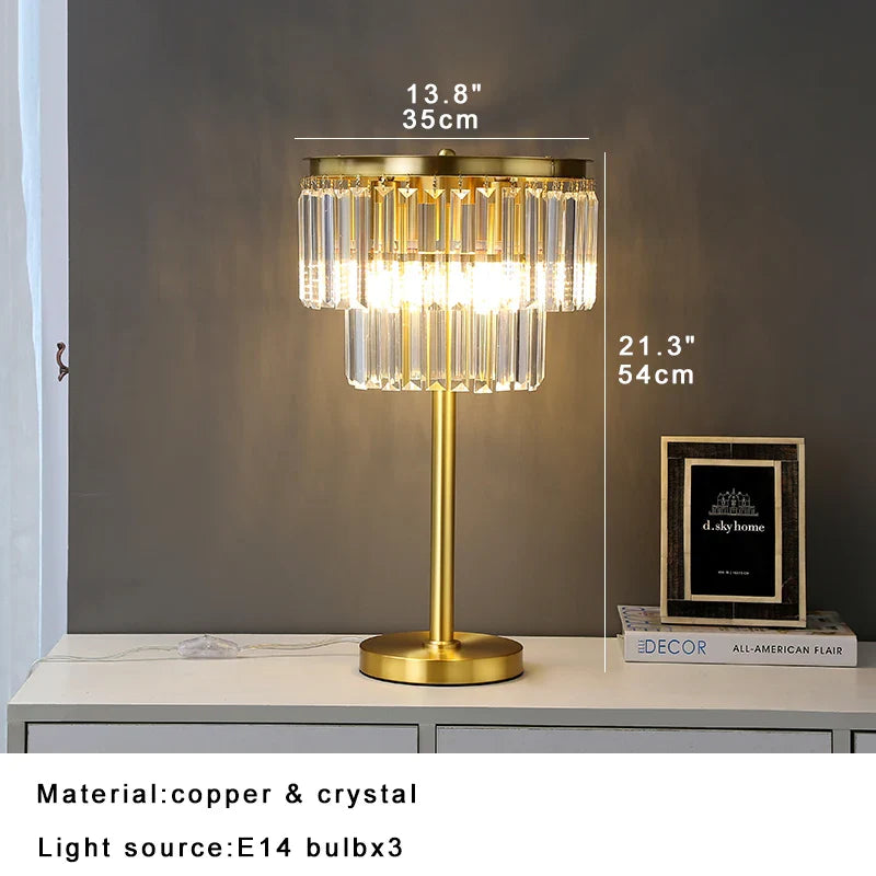 Afralia™ Crystal Table Lamp Gray - Elegant Bedroom Nightstand Lighting