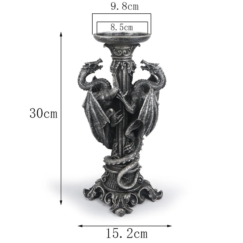 Afralia™ Dragon Candlestick Sculptures: Vintage Table Decor for Home & Office.