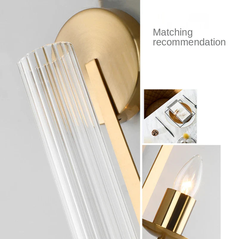 Afralia™ Gold Glass Wall Lamp: Modern Nordic Sconce for Living Room, Bedroom, Porch, Dining Decor