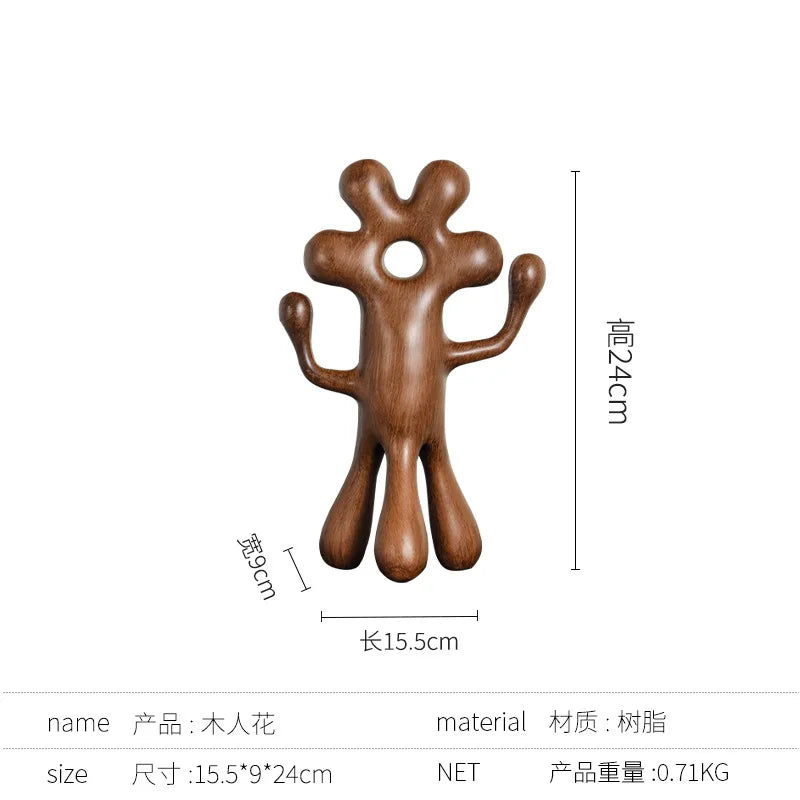 Afralia™ Abstract Flower Man Alien Sculpture Home Decor Figurine