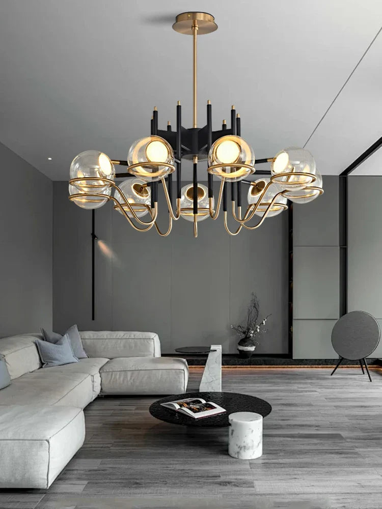 Afralia™ Modern Black Gold Glass Pendant Light Dimmable Luxury Minimalist Foyer Decor