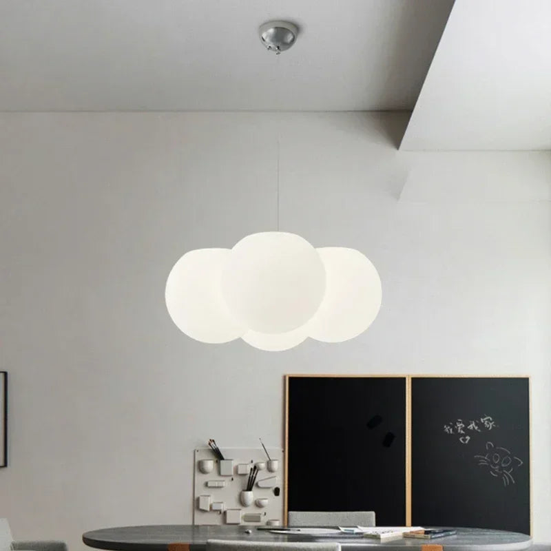 Afralia™ Glass Ball Milky White Chandelier for Home Decor Fixture