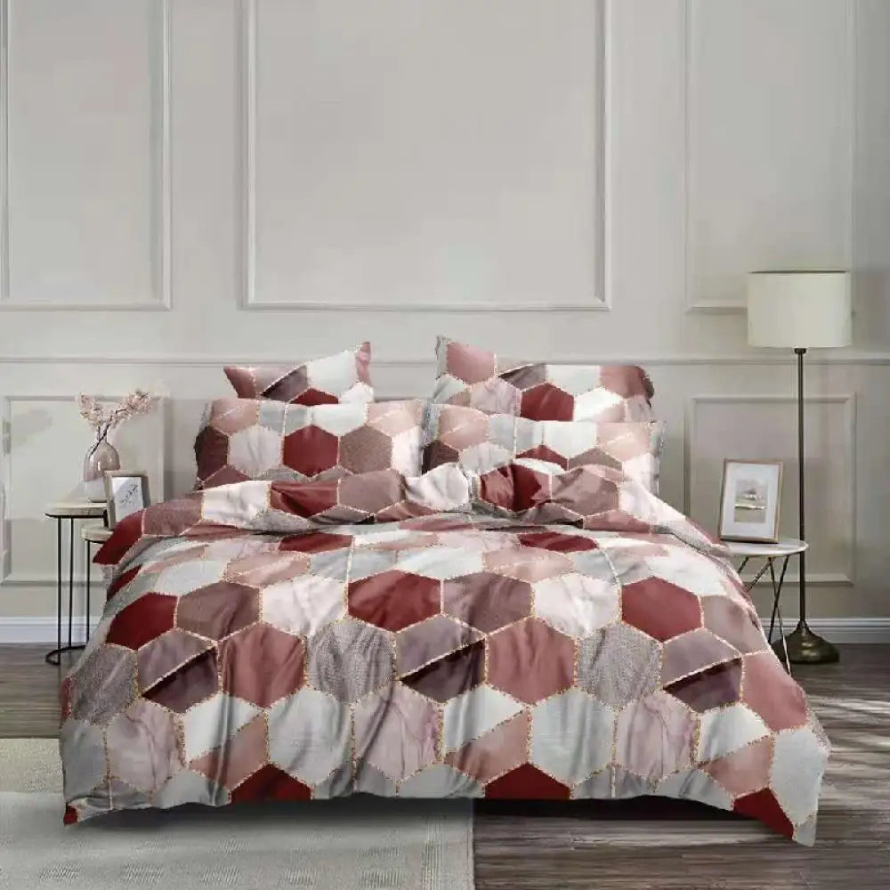 Afralia™ Honeycomb Marble Patterned Bedding Set, Premium Duvet Cover with Pillowcase