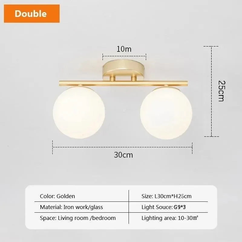 Afralia™ Nordic Glass LED Ceiling Light for Corridor, Entrance, Bedroom - Golden Dining Room Balcony Lighting