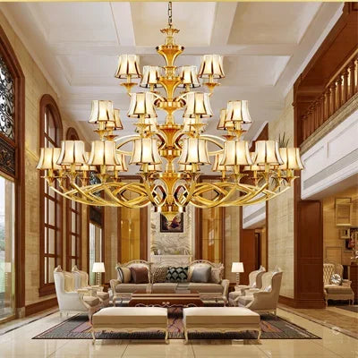 Afralia™ Copper Villa Chandelier Retro Staircase Lighting Home Decor