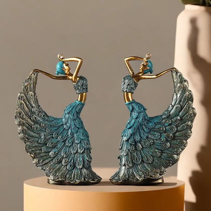 Afralia™ Peacock Abstract Art Resin Sculpture Figurine | Home Office Decor Craft