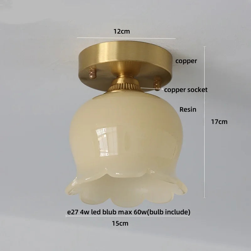 Afralia™ Blue Flower Glass LED Ceiling Light | Nordic Modern Flush Mount Lamp