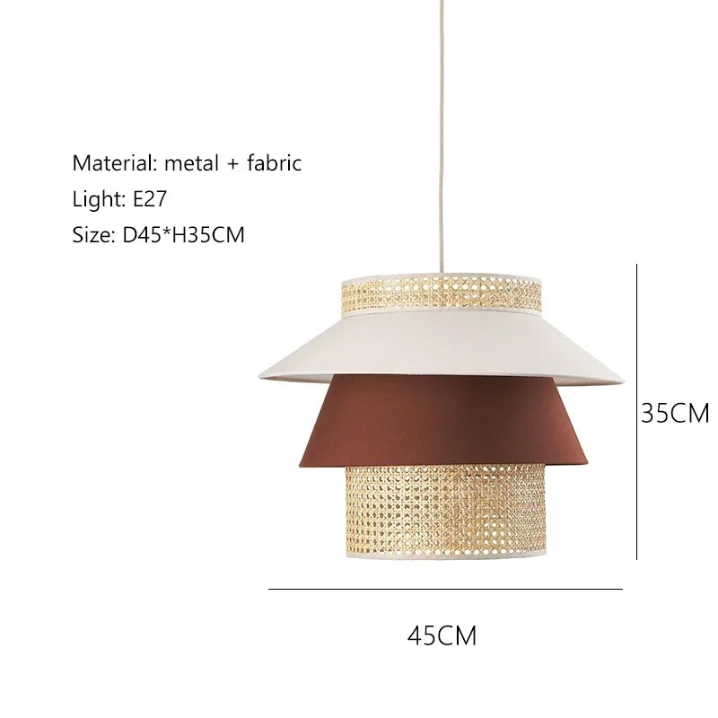 Afralia™ Retro Wabi Sabi Rattan Pendant Light Fixture for Dining Room