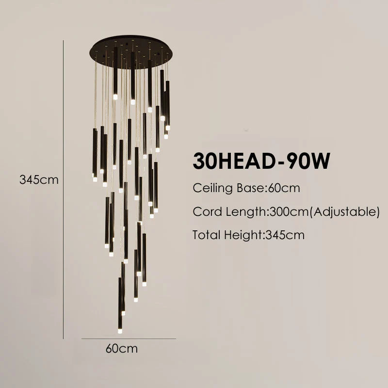 Afralia™ Spiral LED Acrylic Chandelier for Dining Room Stairs Home Decoration