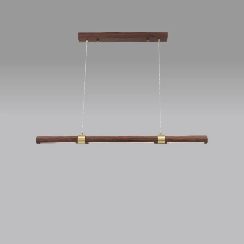 Afralia™ Long Chandelier Dining Table Ceiling Lamps Copper Walnut Kitchen Island LED Lighting