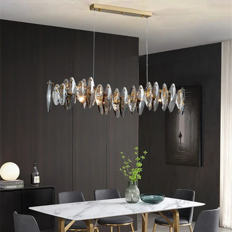 Afralia™ Wave Crystal Chandelier Pendant Light for Dining Room, Kitchen, Bedroom