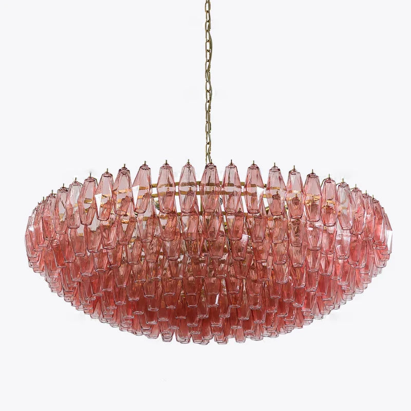 Afralia™ Luxury Classic Glass Chandelier Purple Amber Light Fixture