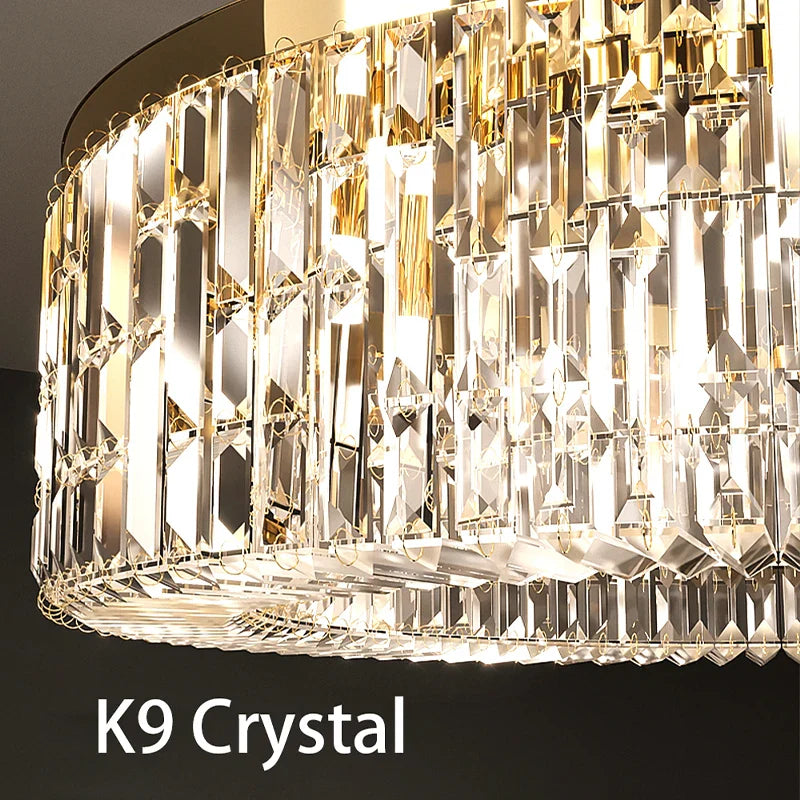 Afralia™ Modern LED Crystal Ceiling Chandelier Golden Lustres for Living Room
