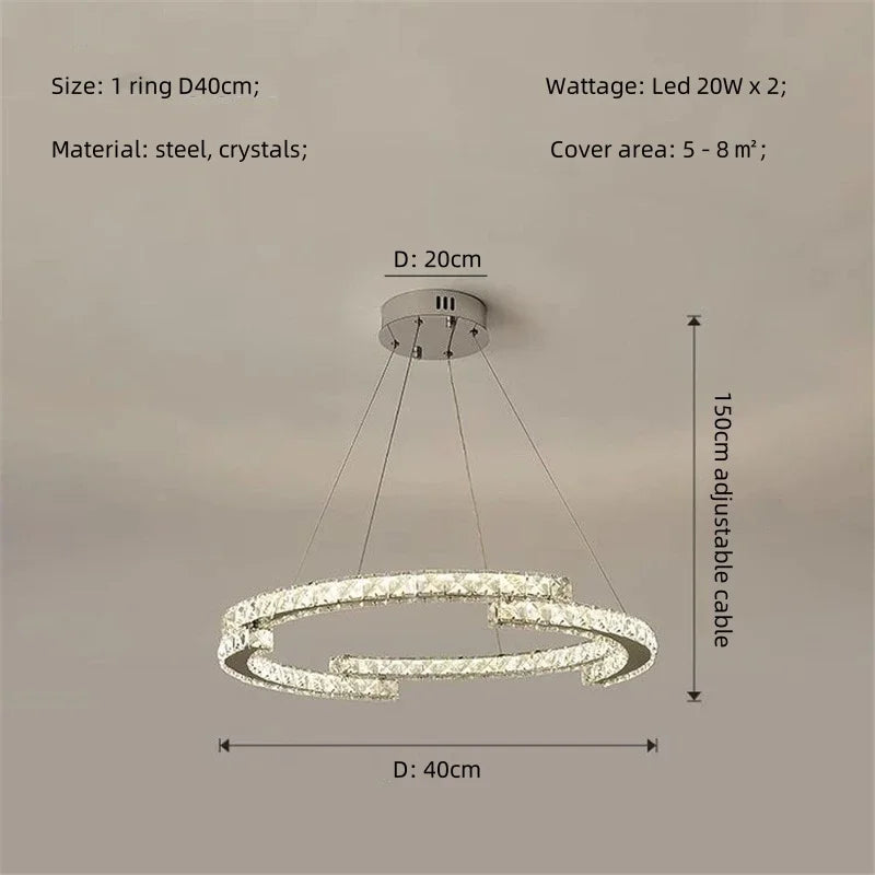 Afralia™ Crystal LED Chandelier Pendant Light Modern Luxury Foyer Ceiling Lamp