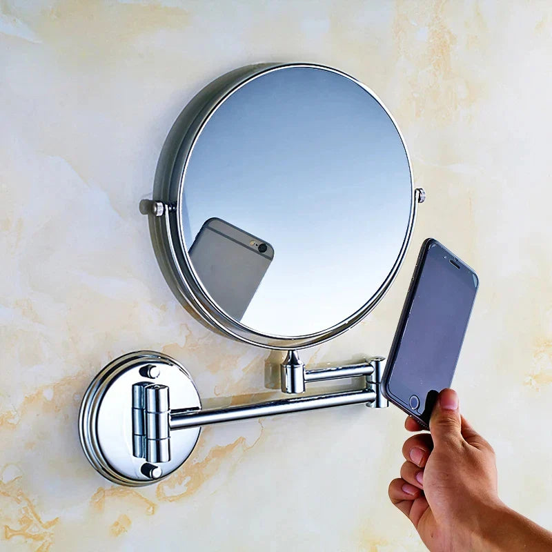 Afralia™ Adjustable Wall Mounted Cosmetic Mirror 1X/3X Magnification 2-Face Bathroom Mirror