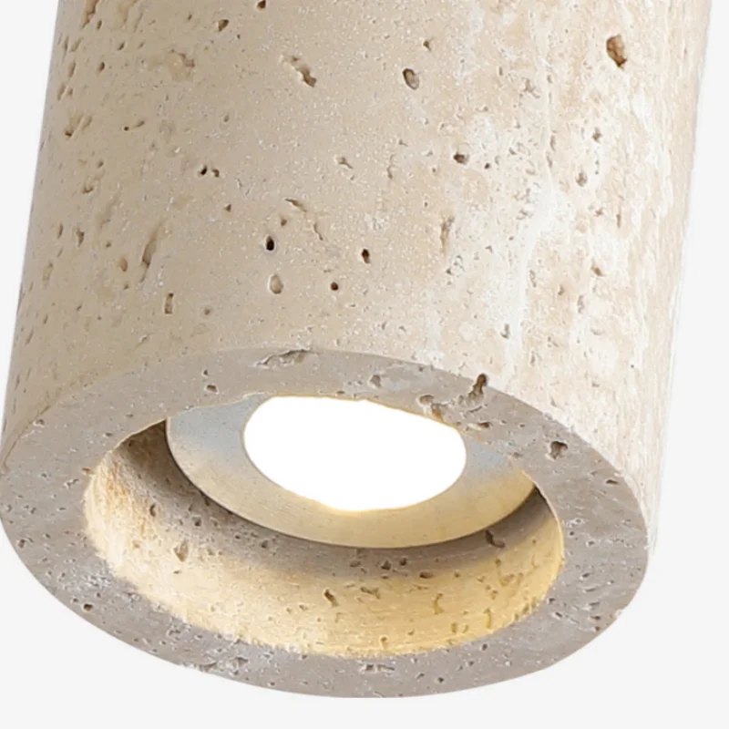 Afralia™ Yellow Travertine LED Ceiling Lamp Wood Base Up Rotate Fixture Plafonnier