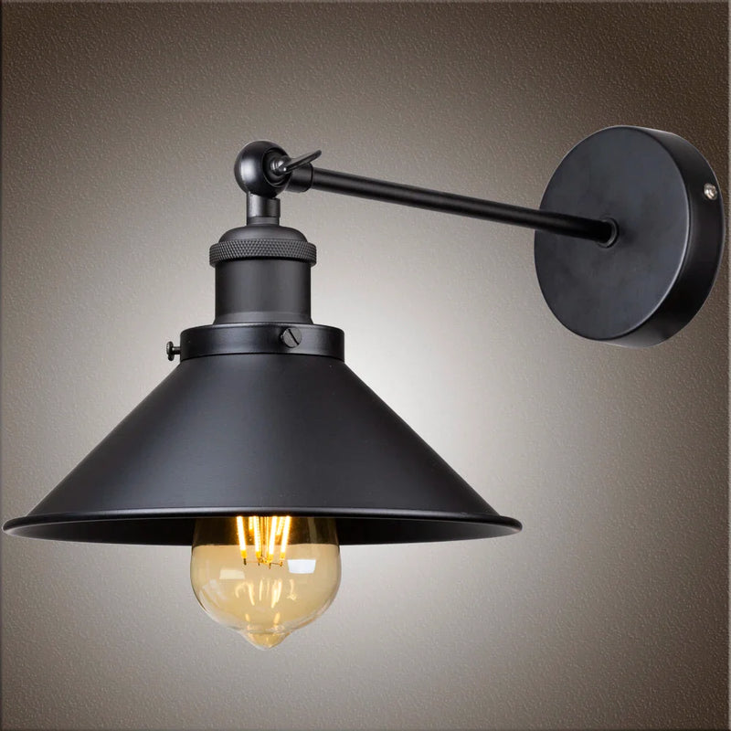 Afralia™ Industrial Wall Sconce Light with Adjustable Metal Lampshade