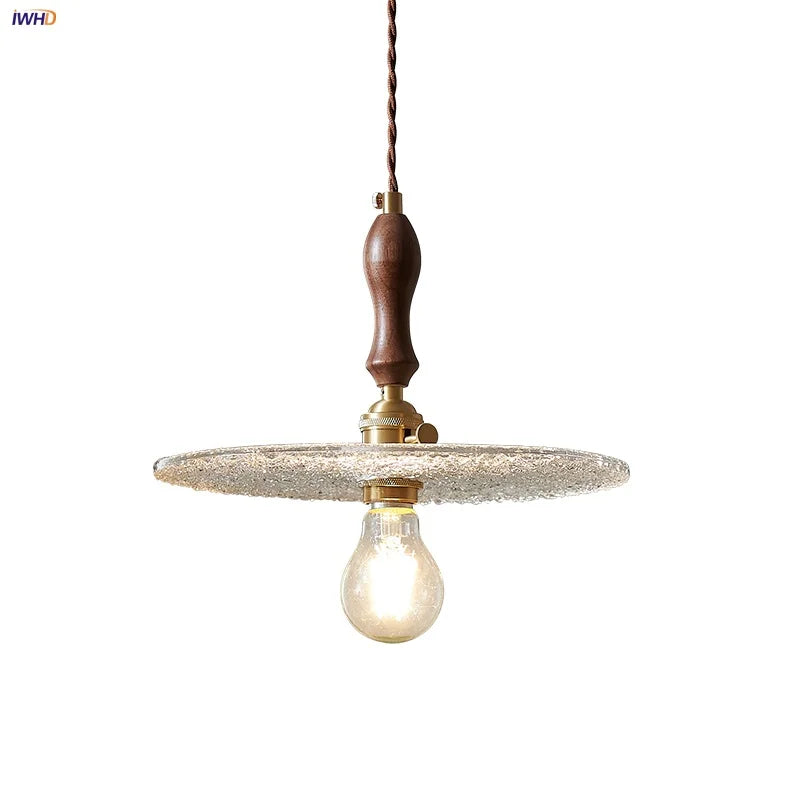 Afralia™ Cullet Glass LED Pendant Lamp with Walnut Copper Design for Living and Dining Room