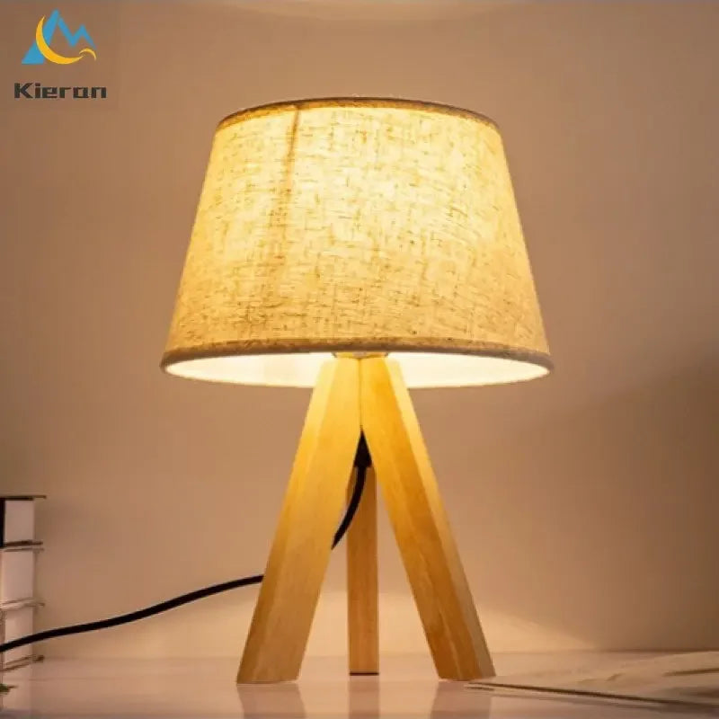 Afralia™ Solid Wood LED Table Lamp for Bedroom Hotel Living Room Decor