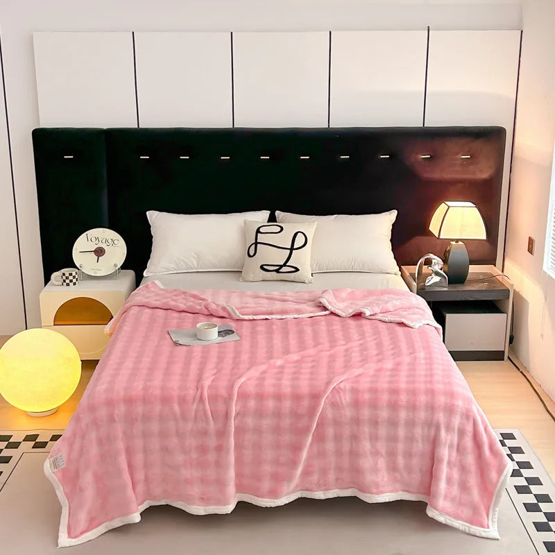 Afralia™ Plush Flannel Sofa Blanket Double Sided Velvet Nap Shawl