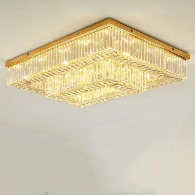Afralia™ Crystal Gold Round LED Ceiling Light for Living Room, Kitchen, and Bedroom