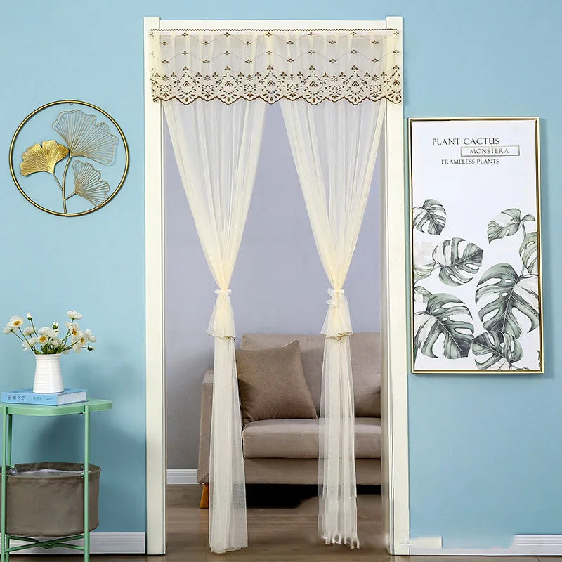 Afralia™ Lace Embroider Summer Insect Net Door Curtain for Living Room and Bedroom