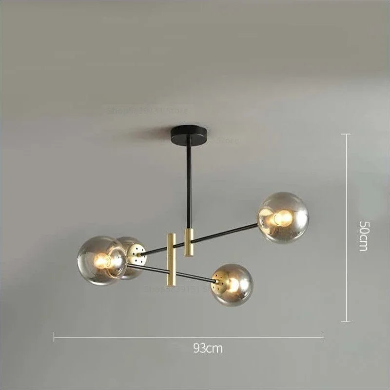 Afralia™ Glass Ball Chandelier: Modern Nordic Lighting Fixture for Living Room and Kitchen