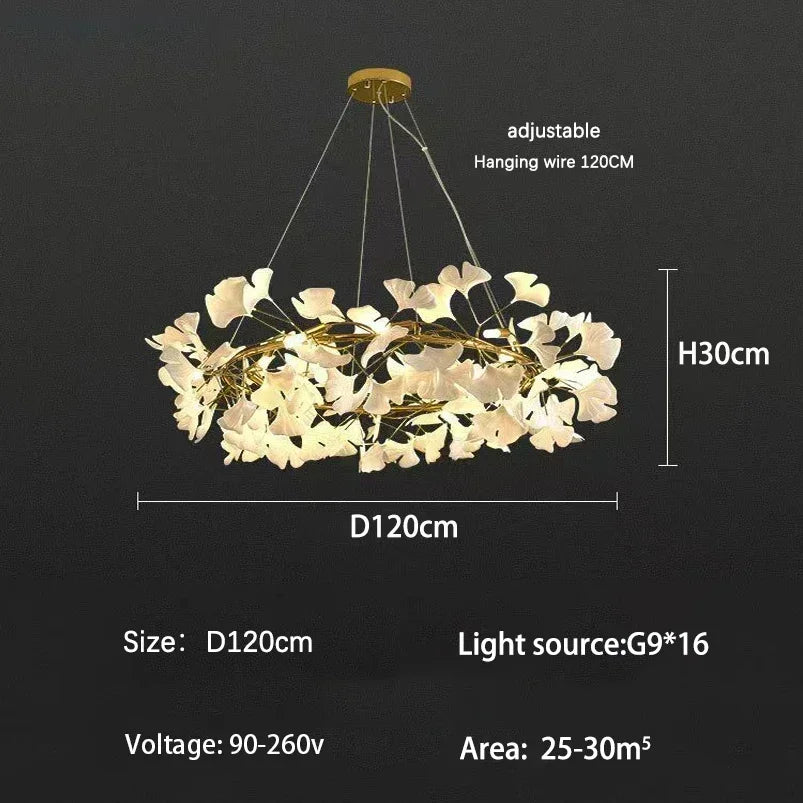 Afralia™ Ginkgo Branch Leaf LED Ceiling Chandelier - Modern Nordic Design for Home Decor