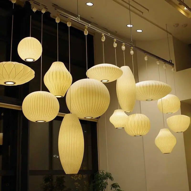 Afralia™ Elegant Silk Designer Pendant Lamp for Home & Hospitality Lighting