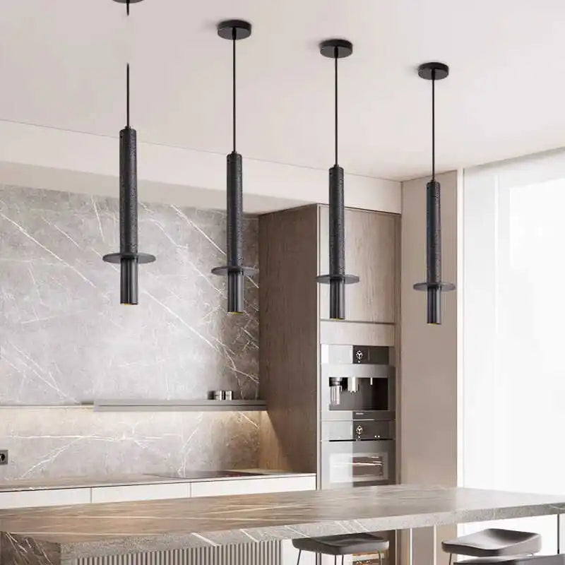 Afralia™ Black Iron LED Pendant Lights Stone Wabi Sabi Hanging Lamp Hallway Decor