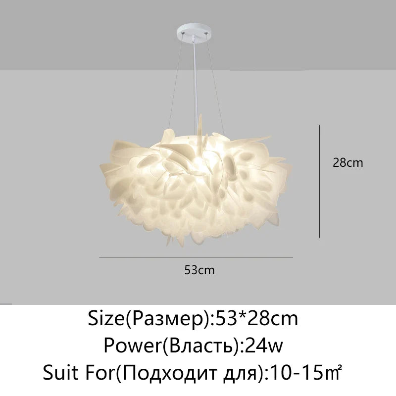 Afralia™ Feather Petal Pendant Lamp for Modern Nordic Bedroom, Living Room, Kitchen, and Children's Room