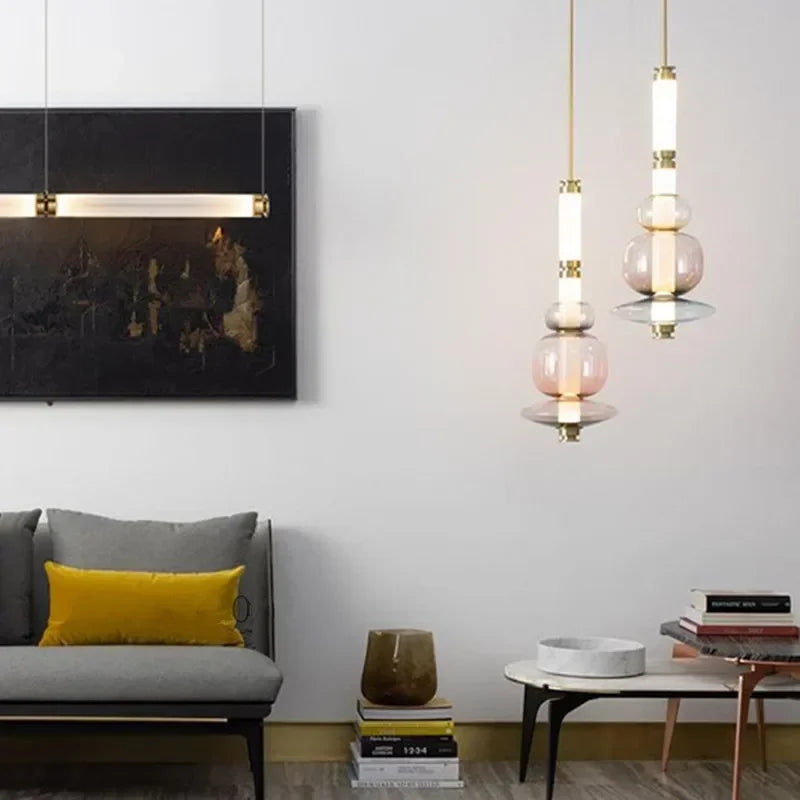 Afralia Luna Glass Chandelier: Postmodern Italian Design LED Lamp for Bedroom & Living Room