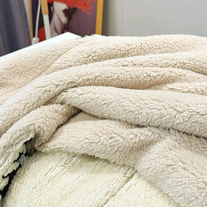 Afralia™ Double Layer Lamb Fleece Blanket: Soft & Warm for Office, Bedroom, Sofa.