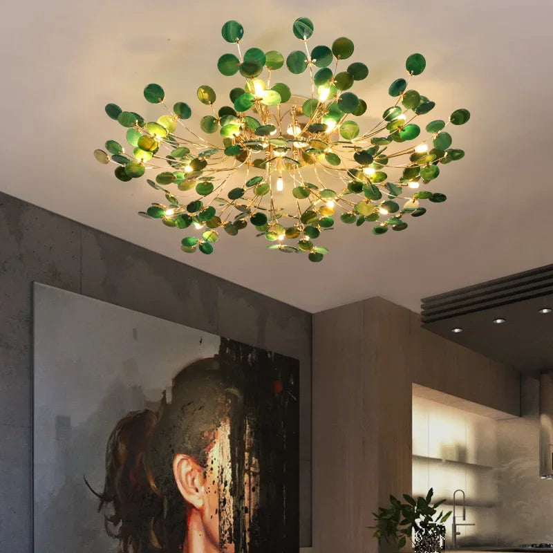 Afralia™ Leaf Agate Ceiling Lamp: Modern Nordic Jade Design for Living Room, Restaurant, Bedroom