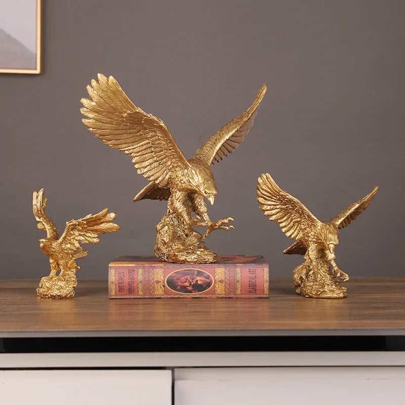 Afralia™ Dapeng Eagle Wings Resin Art Statue Ornament for Home and Office Decor