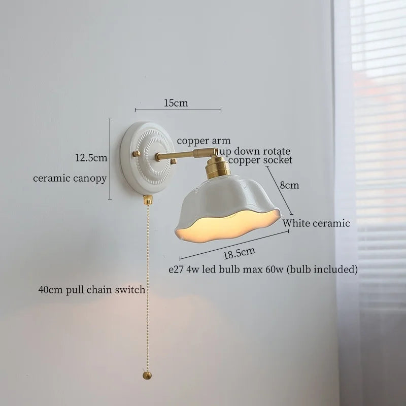 Afralia™ Ceramic LED Wall Sconce: Japanese Vintage Interior Wall Light