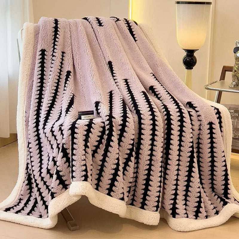 Afralia™ Jacquard Blanket: Winter Thickened Lamb Wool Nap Shawl for Living Room
