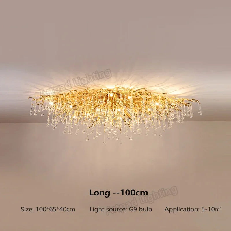 Afralia™ Modern Gold Crystal Chandelier for Bedroom, Dining, Living, Kitchen Lighting